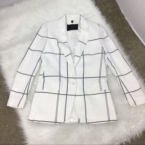 Equipment James White Windowpane Blazer New Size 0 - Picture 2 of 8